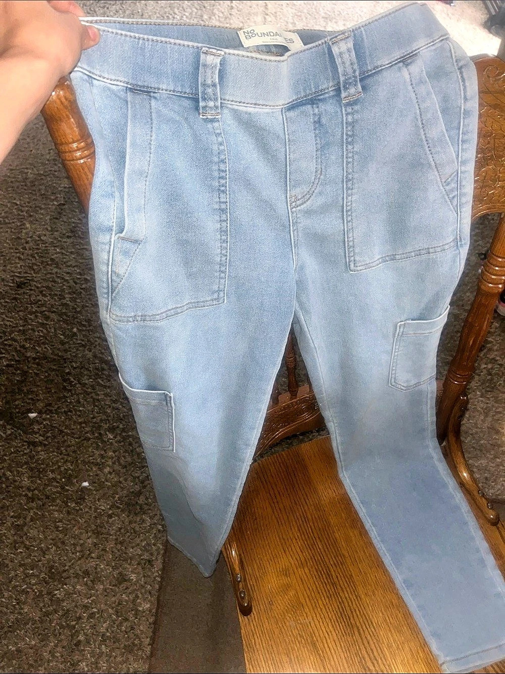 No Boundaries Light Wash Denim Cargo Jogger Jeans Small